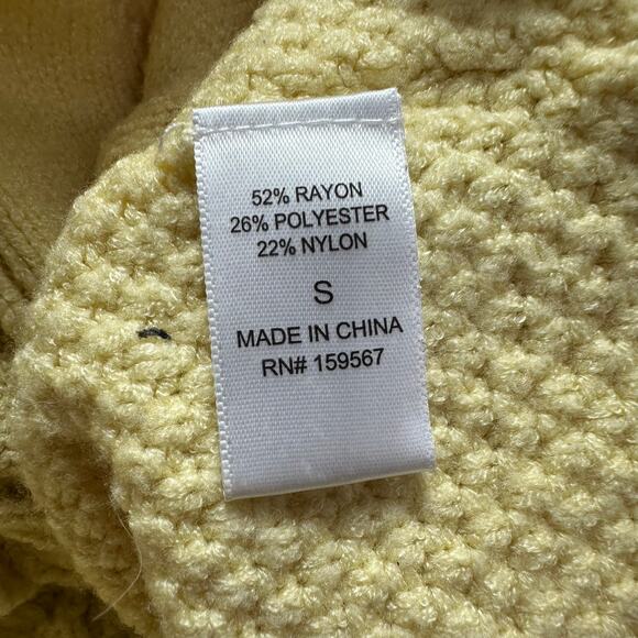 Hazel Moon Crop Cardigan Sweater Vest Butter Yellow Cable Knit Womens Small Top - Picture 5 of 6